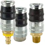 派克E-z-mate 系列快換陰接頭，扭轉開關空氣流通，符合 ISO 4414 排氣要求